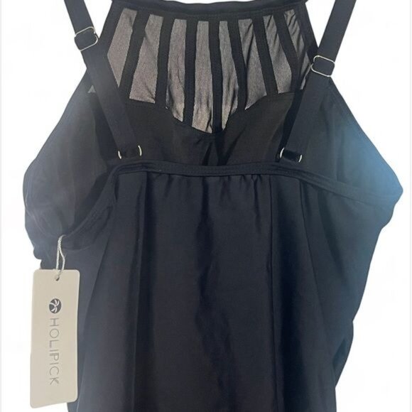 Women High ☀️ Neck One Piece Swimsuit Tummy Suit Mesh Swimwear for Teen Girls - Picture 4 of 6